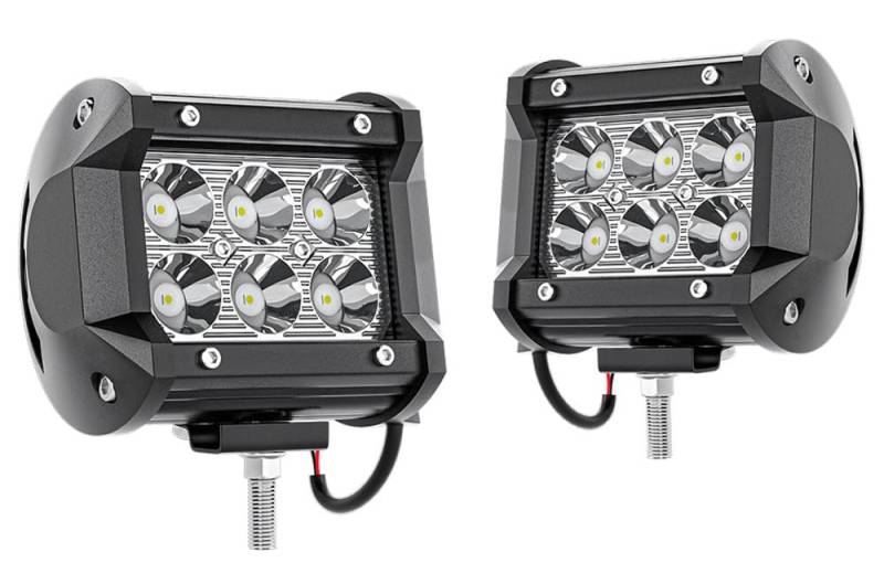 Willpower 2 Pcs LED Arbeitsscheinwerfer, 4 Zoll 18W led Flutlicht, Led Scheinwerfer 12v für Auto Bagger Anhänger Traktoren LKW SUV offroad, YY-02-2x18N-F-LJ-1 von Willpower