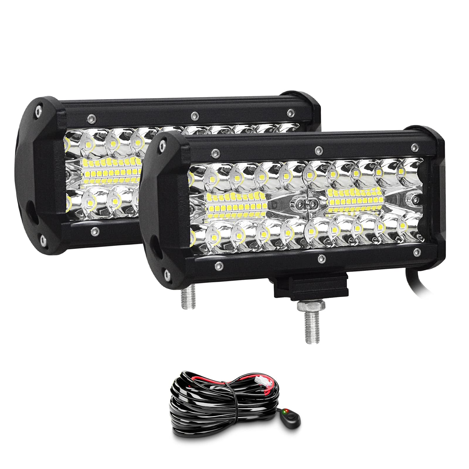 Willpower 2 Stück 18 cm 120 W LED-Lichtleiste Spot Flutlicht 12 V 24 V Fahren Off-Road-Lichter Wasserdicht Arbeit Nebelscheinwerfer für 4 x 4 Offroad LKW Auto ATV SUV Fahrzeug Boot Licht mit Kabelbaum Willpower 2 Stück 18 cm 120 W LED-Lichtleiste Spot Flutlicht 12 V 24 V Fahren Off-Road-Lichter Wasserdicht Arbeit Nebelscheinwerfer für 4 x 4 Offroad LKW Auto ATV SUV Fahrzeug Boot Licht mit Kabelbaum von Willpower