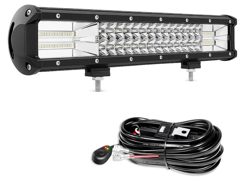 Willpower 20 Zoll 288W LED Arbeitsscheinwerfer Bar mit 12V Kabelbaum, led balken für Auto Bagger Anhänger Traktoren LKW SUV offroad von Willpower