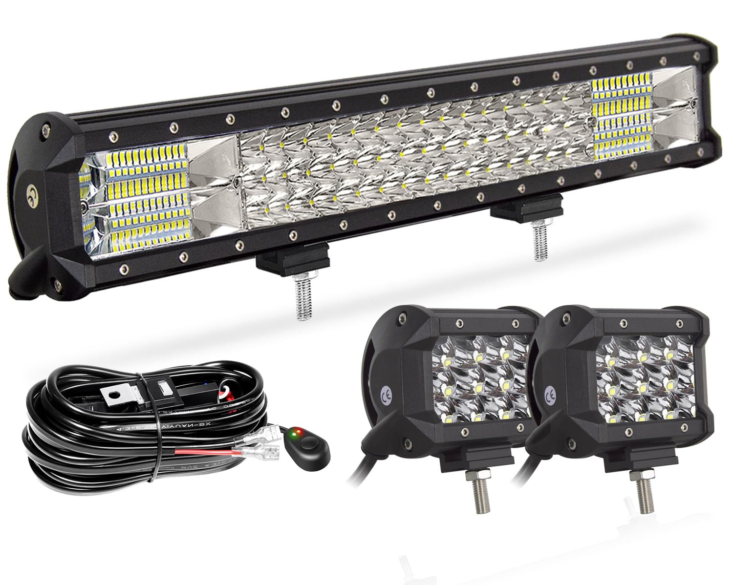 Willpower 20 Zoll 288W Led Arbeitsscheinwerfer Bar Mit 2PCS 36W Led Balken und Kabelbaum für SUV Offroad ATV UTV 4x4 Willpower 20 Zoll 288W Led Arbeitsscheinwerfer Bar Mit 2PCS 36W Led Balken und Kabelbaum für SUV Offroad ATV UTV 4x4 von Willpower