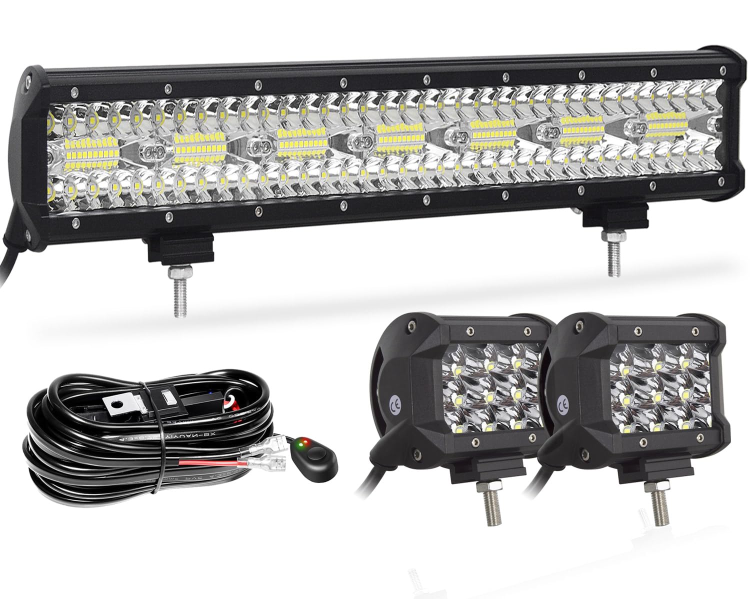 Willpower 20 Zoll 420W Led Arbeitsscheinwerfer Bar Mit 2PCS 60W Led Balken und Kabelbaum für SUV Offroad ATV UTV 4x4 Willpower 20 Zoll 420W Led Arbeitsscheinwerfer Bar Mit 2PCS 60W Led Balken und Kabelbaum für SUV Offroad ATV UTV 4x4 von Willpower