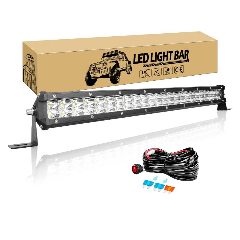 Willpower 20 Zoll 51CM 144W Led Arbeitsscheinwerfer Bar mit Kabelbaum Spot Led Scheinwerfer 12V 24V Wasserdicht Led Bar für Offroad Auto Traktor LKW Zusatzscheinwerfer Rückfahrscheinwerfer Lightbar von Willpower