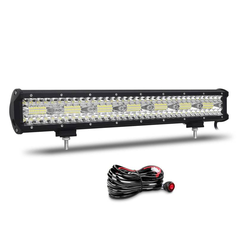 Willpower 20 Zoll 51CM 420W Led Arbeitsscheinwerfer Bar Led Scheinwerfer 12V 24V Wasserdicht Flutlicht Spot Combo Led Bar für Offroad Auto Traktor Zusatzscheinwerfer Rückfahrscheinwerfer mit Kabelbaum von Willpower