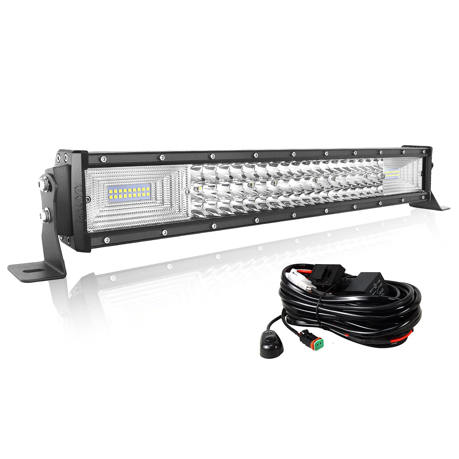 Willpower 22 Zoll LED Arbeitsscheinwerfer Bar 270W LED Scheinwerfer 12V 24V mit Kabelbaum Flutlicht Spotlight Combo LED Lightbar Zusatzscheinwerfer für Auto Offroad Traktor SUV UTV ATV Willpower 22 Zoll LED Arbeitsscheinwerfer Bar 270W LED Scheinwerfer 12V 24V mit Kabelbaum Flutlicht Spotlight Combo LED Lightbar Zusatzscheinwerfer für Auto Offroad Traktor SUV UTV ATV von Willpower