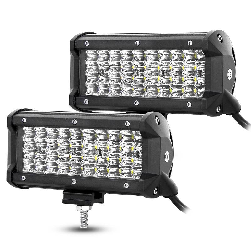 Willpower 2cs 7 Zoll 18cm 120W Led Zusatzscheinwerfer 12V Led Scheinwerfer Auto IP67 Wasserdicht Flutlicht Punkt Kombination Led Arbeitsscheinwerfer Bar für Offroad Auto Traktor Boot LKW 4x4 von Willpower