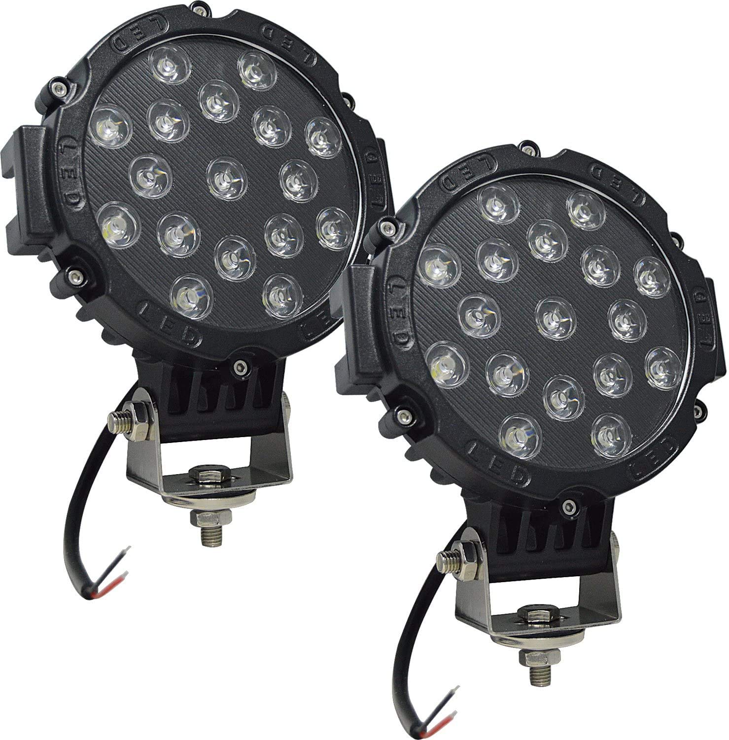 Willpower 2x LED Arbeitsscheinwerfer 18CM 51W Offroad Flutlicht Scheinwerfer 12V 24V Rückfahrscheinwerfer Wasserdicht IP67 6000K Zusatzscheinwerfer Led für Auto Traktor Truck SUV UTV ATV Schwarz Willpower 2x LED Arbeitsscheinwerfer 18CM 51W Offroad Flutlicht Scheinwerfer 12V 24V Rückfahrscheinwerfer Wasserdicht IP67 6000K Zusatzscheinwerfer Led für Auto Traktor Truck SUV UTV ATV Schwarz von Willpower