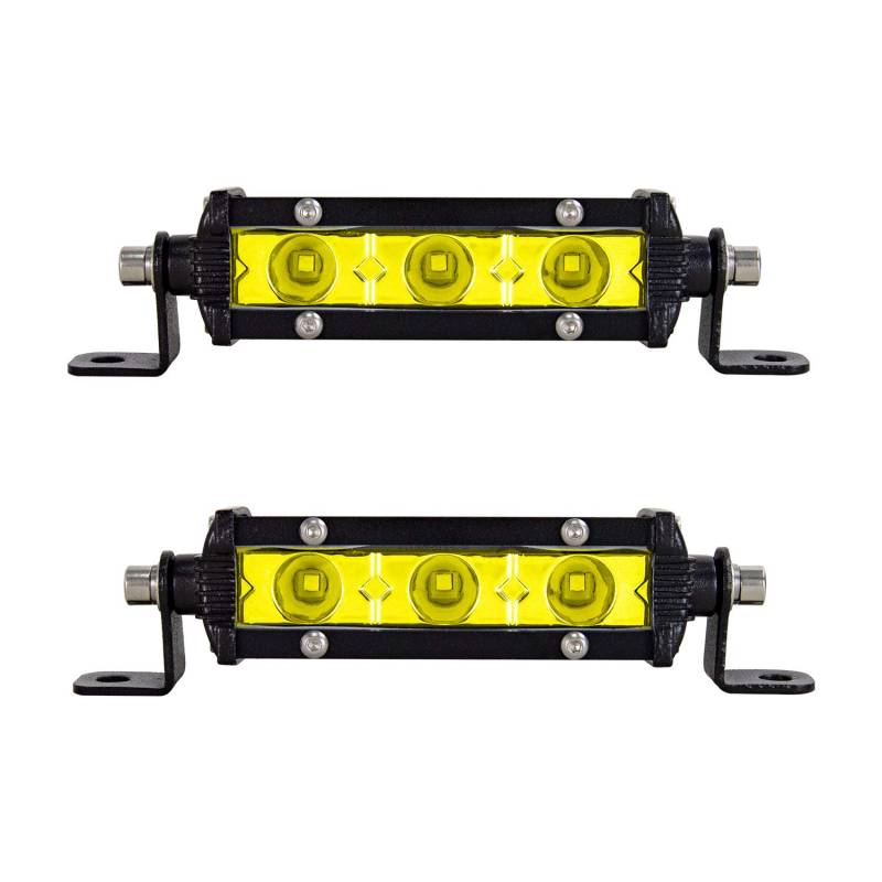 Willpower 2X LED Offroad Scheinwerfer 13cm 15W Gelbe Bernstein Einzelne Reihe Led Scheinwerfer Arbeitsscheinwerfer Bar 12V 24V Zusatzscheinwerfer 6000K IP67 Wasserdicht für Auto LKW Traktor Truck von Willpower