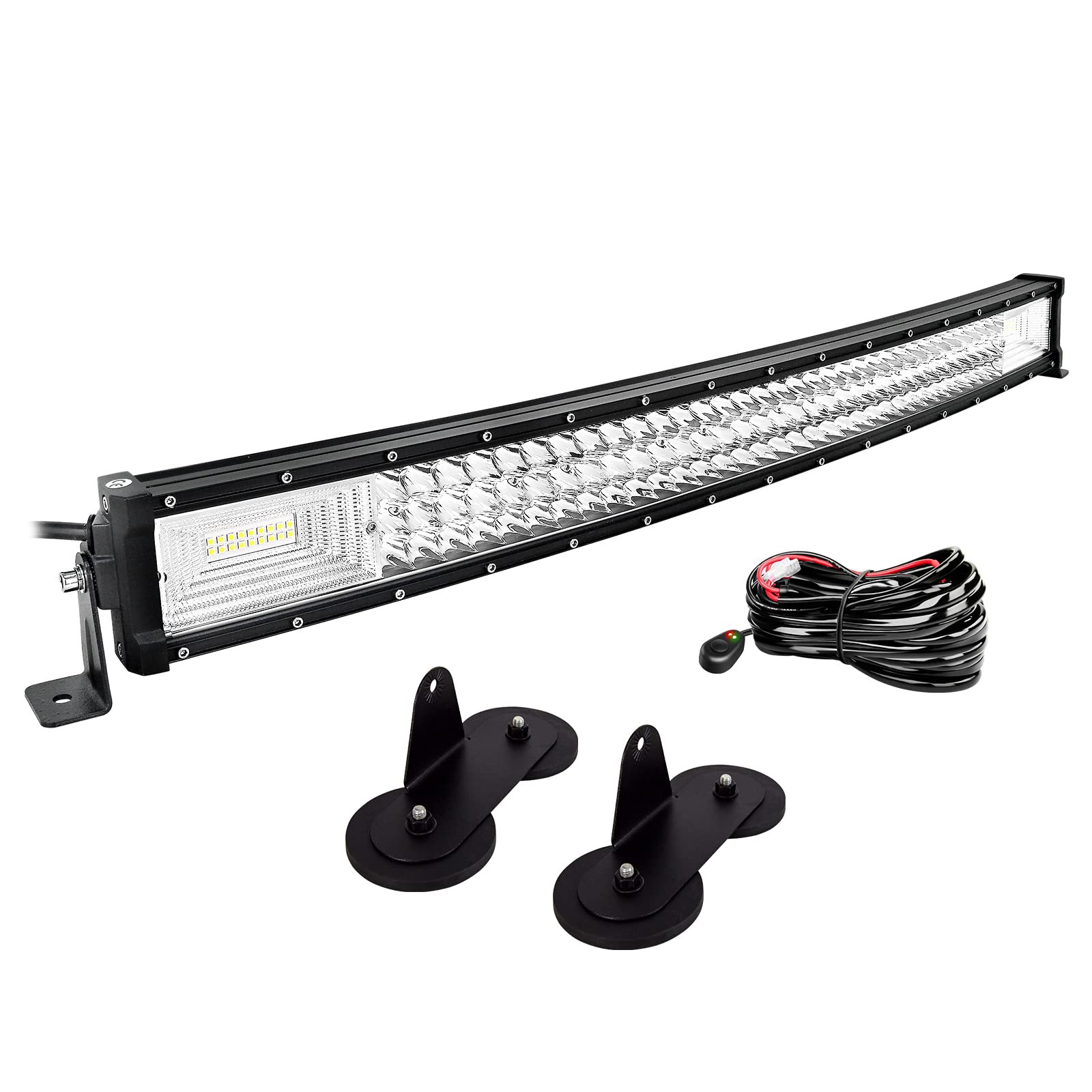 Willpower 32 Zoll 81CM 405W Led Arbeitsscheinwerfer Bar Gebogen + Magnet Halterungen + Kabelbaum Led Scheinwerfer 12V 24V für Offroad Auto Traktor Rückfahrscheinwerfer Lightbar Zusatzscheinwerfer von Willpower