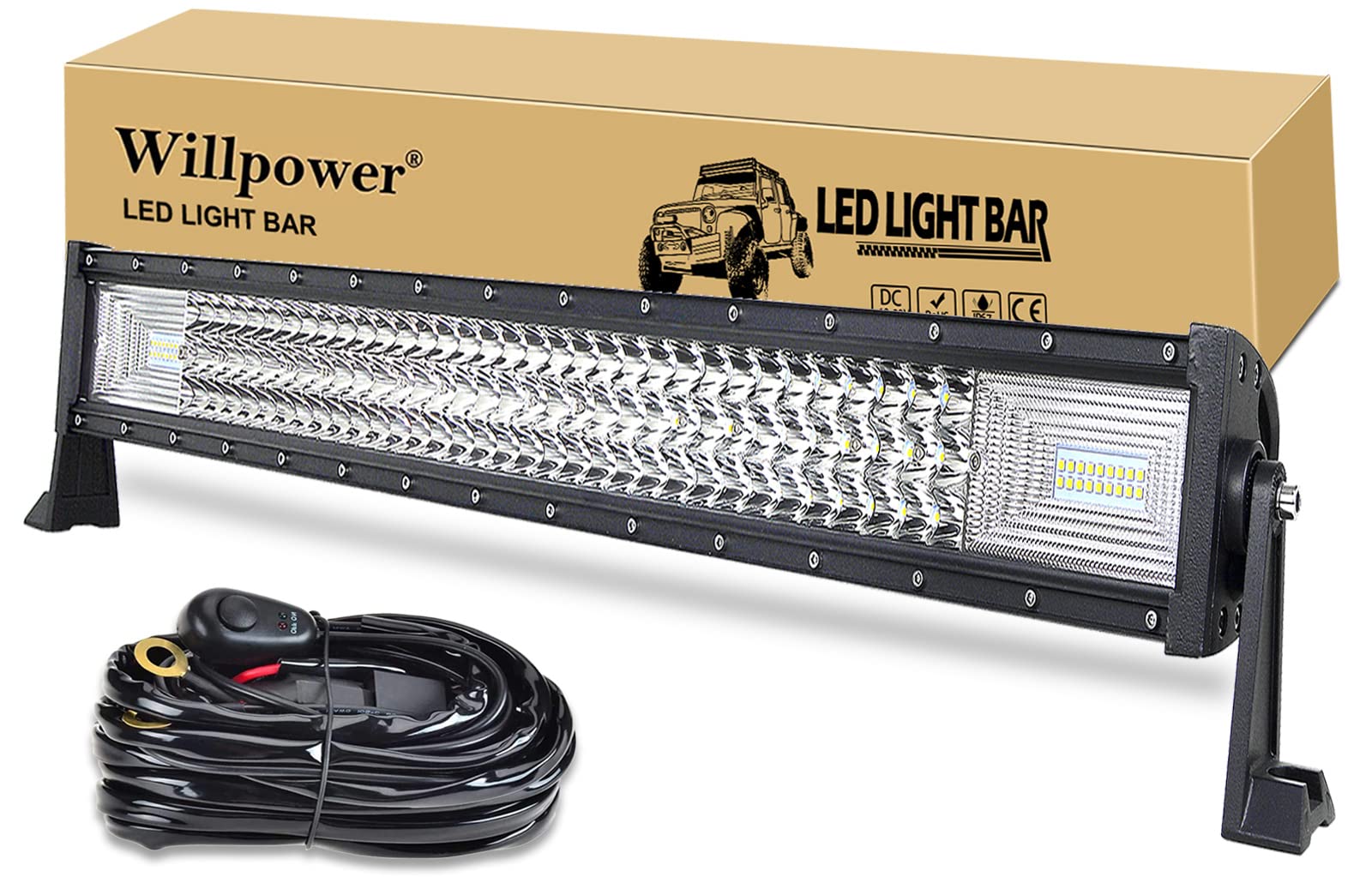Willpower 32 Zoll LED Arbeitsscheinwerfer bar 405W LED Scheinwerfer mit Kabelbaum für Offroad Traktor ATV UTV SUV 4x4 Auto Willpower 32 Zoll LED Arbeitsscheinwerfer bar 405W LED Scheinwerfer mit Kabelbaum für Offroad Traktor ATV UTV SUV 4x4 Auto von Willpower