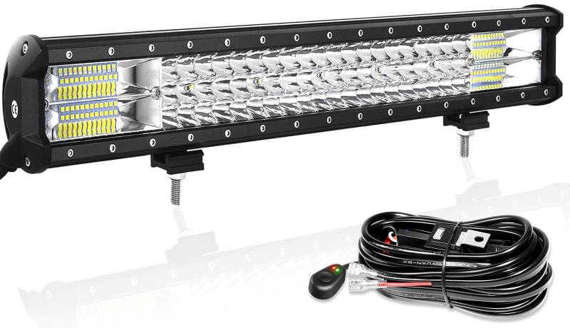 Willpower 23 Zoll 324W LED Arbeitsscheinwerfer Bar mit 12V Kabelbaum, led balken für Auto Bagger Anhänger Traktoren LKW SUV offroad von Willpower