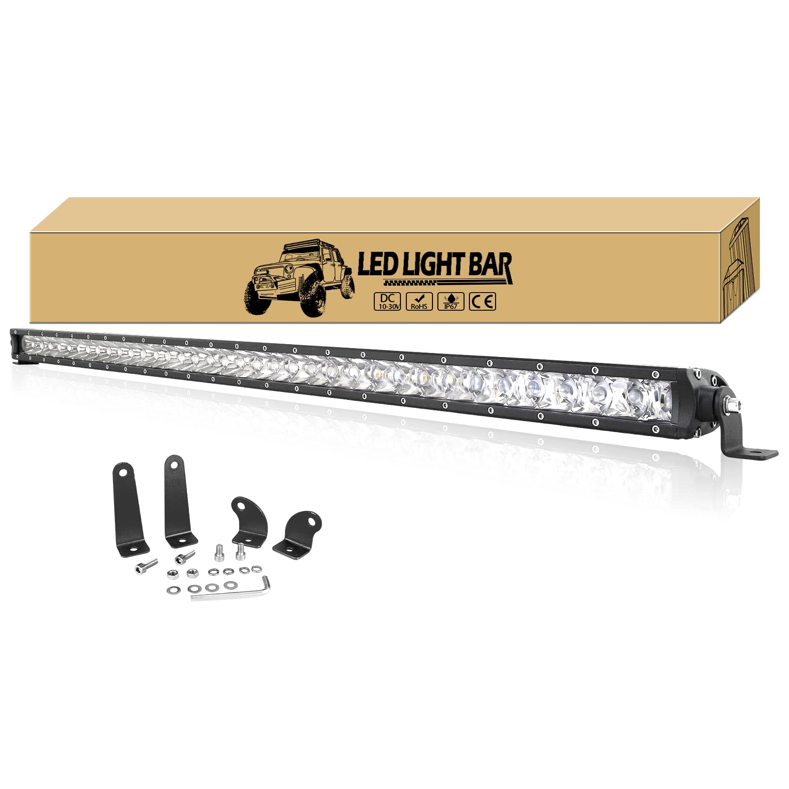 Willpower 37 Zoll 93cm 180W LED Arbeitsscheinwerfer Bar Enzelne Reihe LED Scheinwerfer 12V 24V Wasserdicht Arbeitslicht Zusatzscheinwerfer Auto Offroad Traktor SUV UTV ATV von Willpower