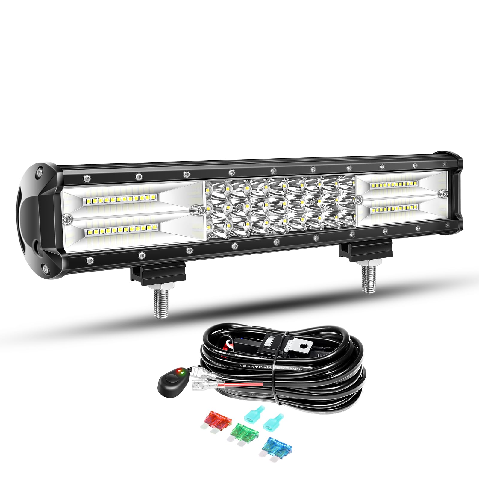 Willpower 38cm 216W LED Arbeitsscheinwerfer Bar LED Scheinwerfer 12V 24V mit Kabelbaum Flutlicht Reflektor Combo Arbeitslicht Zusatzscheinwerfer für Auto Offroad Traktor SUV UTV ATV Willpower 38cm 216W LED Arbeitsscheinwerfer Bar LED Scheinwerfer 12V 24V mit Kabelbaum Flutlicht Reflektor Combo Arbeitslicht Zusatzscheinwerfer für Auto Offroad Traktor SUV UTV ATV von Willpower