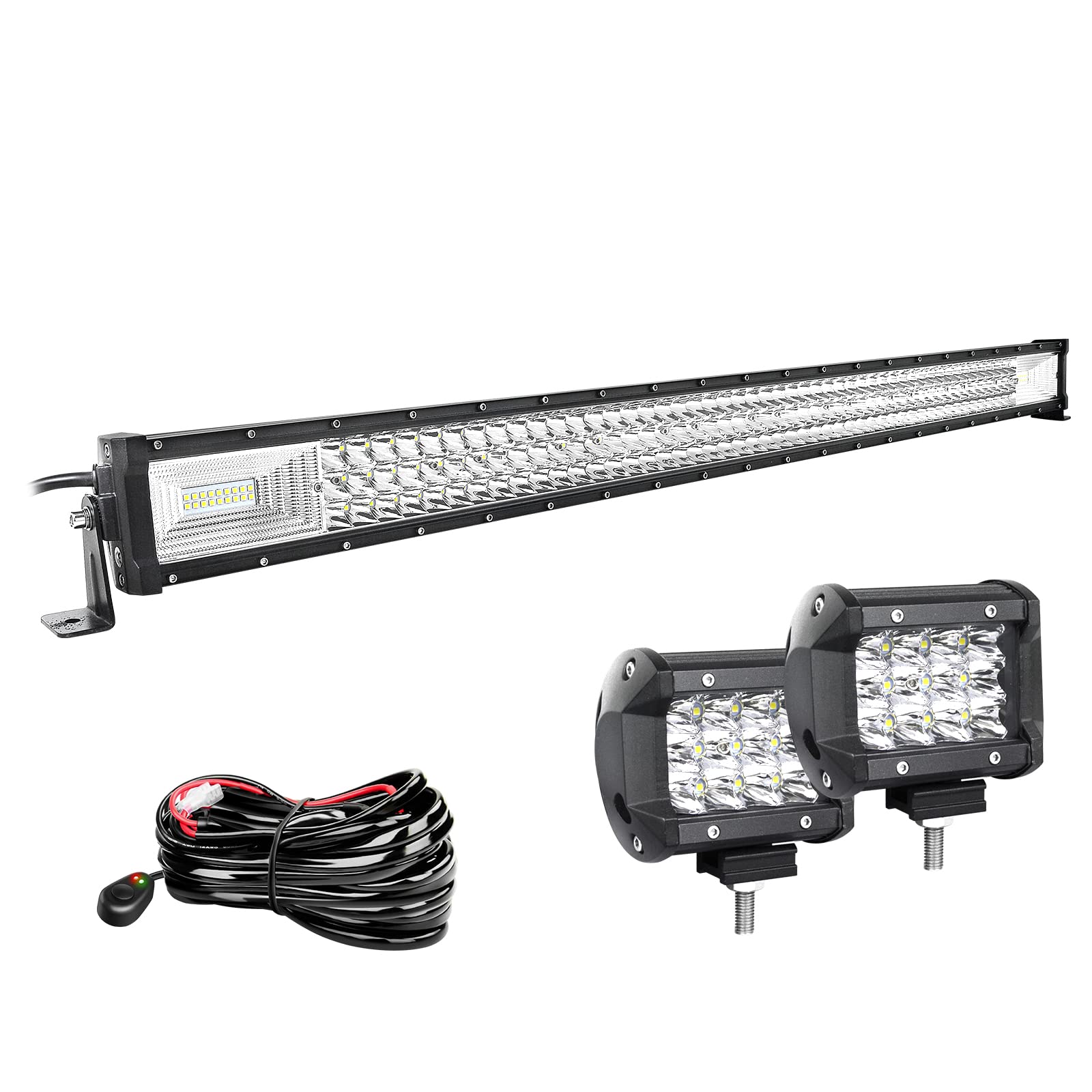 Willpower 42 Zoll 107CM 540W Led Arbeitsscheinwerfer Bar + 4 Zoll 10CM Led Scheinwerfer + Kabelbaum 12V 24V Flutlicht Spot Led Bar für Offroad Auto Traktor Zusatzscheinwerfer Rückfahrscheinwerfer von Willpower