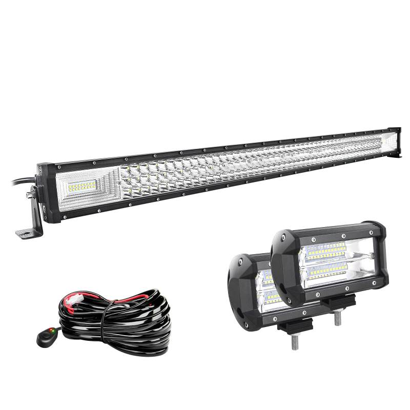 Willpower 42 Zoll 107CM 540W Led Arbeitsscheinwerfer Bar + 5 Zoll 13CM Led Scheinwerfer + Kabelbaum 12V 24V Flutlicht Spot Led Bar für Offroad Auto Traktor Zusatzscheinwerfer Rückfahrscheinwerfer von Willpower