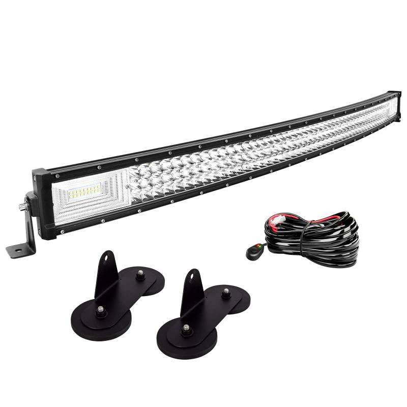 Willpower 42 Zoll 107CM 540W Led Arbeitsscheinwerfer Bar Gebogen + Magnet Halterungen + Kabelbaum Led Scheinwerfer 12V 24V Zusatzscheinwerfer für Offroad Auto Traktor Rückfahrscheinwerfer Lightbar von Willpower