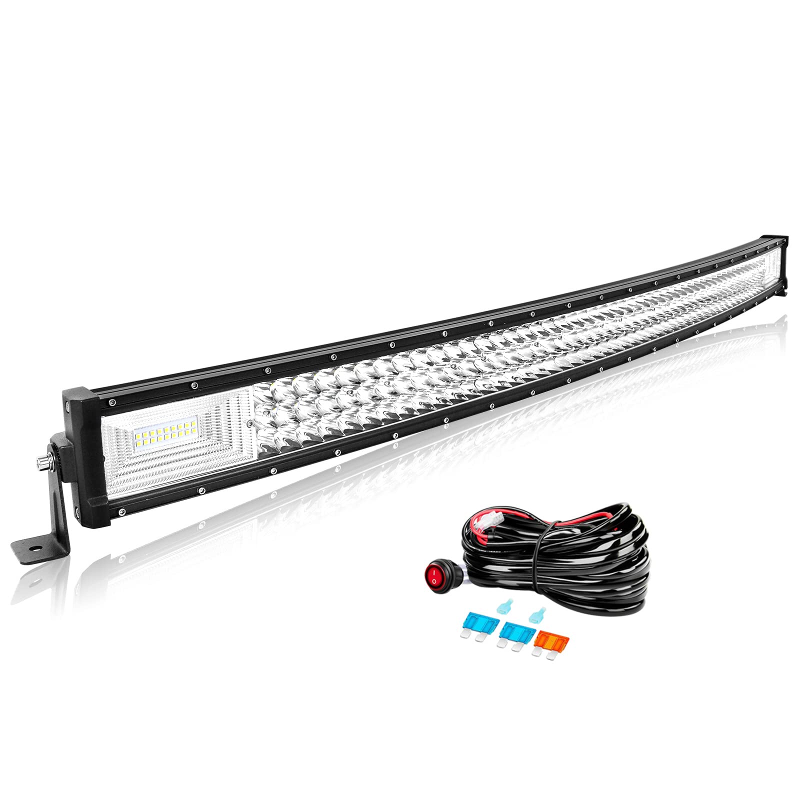 Willpower 42 Zoll 107CM 540W Led Arbeitsscheinwerfer Bar Gebogen Led Scheinwerfer 12V 24V Flutlicht Spot Led Bar für Offroad Auto Traktor Zusatzscheinwerfer Rückfahrscheinwerfer Lightbar mit Kabelbaum von Willpower