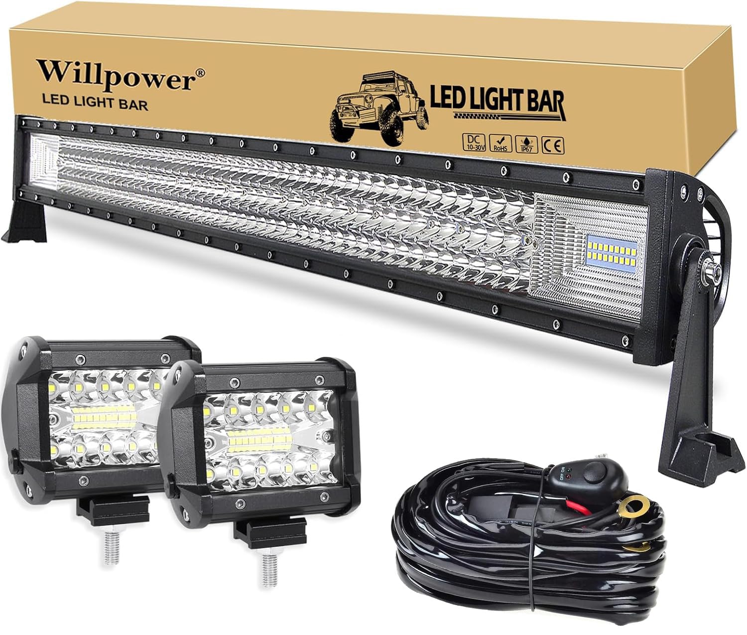 Willpower 42 Zoll 540W Led Arbeitsscheinwerfer Bar Mit 2PCS 60W Led Balken und Kabelbaum für SUV Offroad ATV UTV 4x4 Willpower 42 Zoll 540W Led Arbeitsscheinwerfer Bar Mit 2PCS 60W Led Balken und Kabelbaum für SUV Offroad ATV UTV 4x4 von Willpower