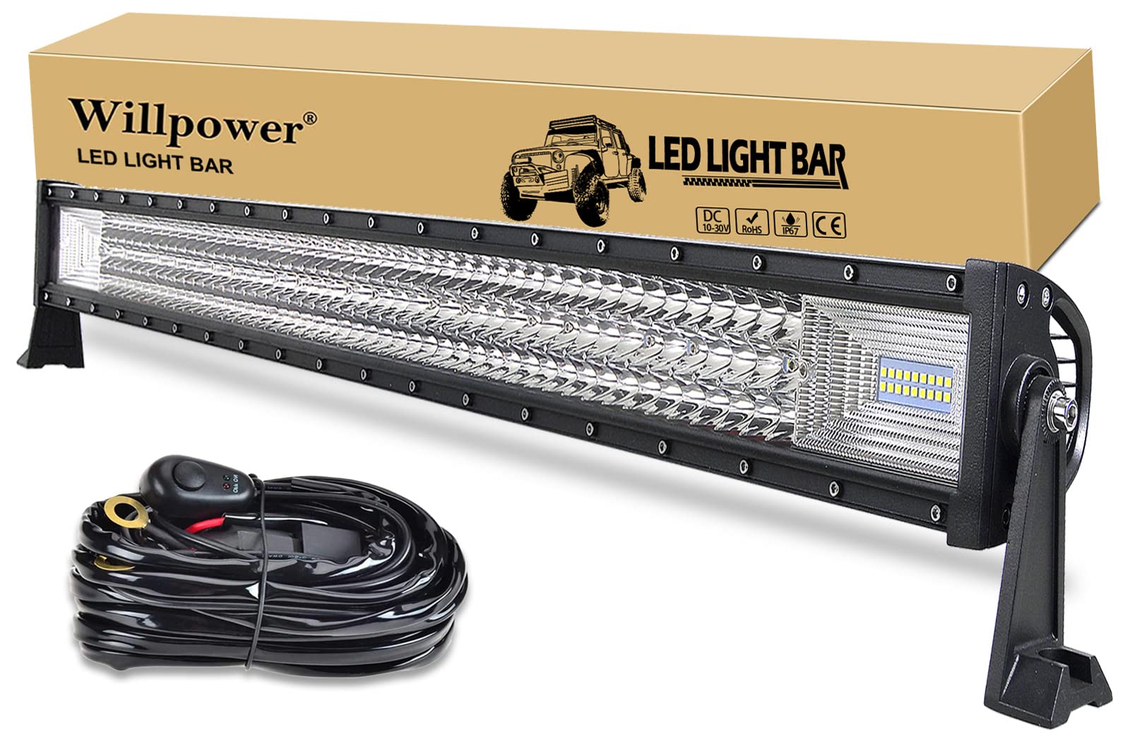 Willpower 42 Zoll LED Arbeitsscheinwerfer bar 540W LED Scheinwerfer mit Kabelbaum für Offroad Traktor ATV UTV SUV 4x4 Auto Willpower 42 Zoll LED Arbeitsscheinwerfer bar 540W LED Scheinwerfer mit Kabelbaum für Offroad Traktor ATV UTV SUV 4x4 Auto von Willpower