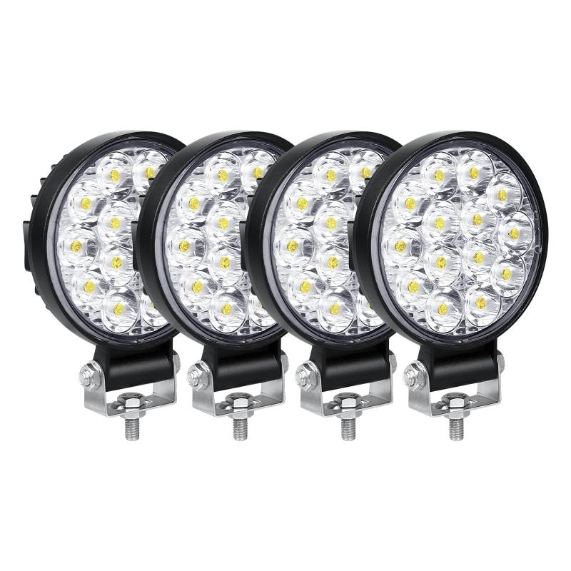 Willpower 4PCS 3.2 Zoll 42W LED Arbeitsscheinwerfer Mini Scheinwerfer 12V 24V Spot Bar Wasserdicht IP67 für Offroad Auto Traktor Boot 4x4 Zusatzscheinwerfer Rückfahrscheinwerfer Lightbar von Willpower