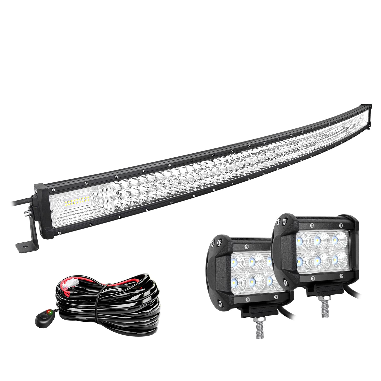 Willpower 50 Zoll 127CM 648W Led Arbeitsscheinwerfer Bar Gebogen + 2pcs 4 Zoll Led Scheinwerfer + Kabelbaum 12V 24V LED Bar für Offroad Auto Traktor Zusatzscheinwerfer Rückfahrscheinwerfer Lightbar Willpower 50 Zoll 127CM 648W Led Arbeitsscheinwerfer Bar Gebogen + 2pcs 4 Zoll Led Scheinwerfer + Kabelbaum 12V 24V LED Bar für Offroad Auto Traktor Zusatzscheinwerfer Rückfahrscheinwerfer Lightbar von Willpower