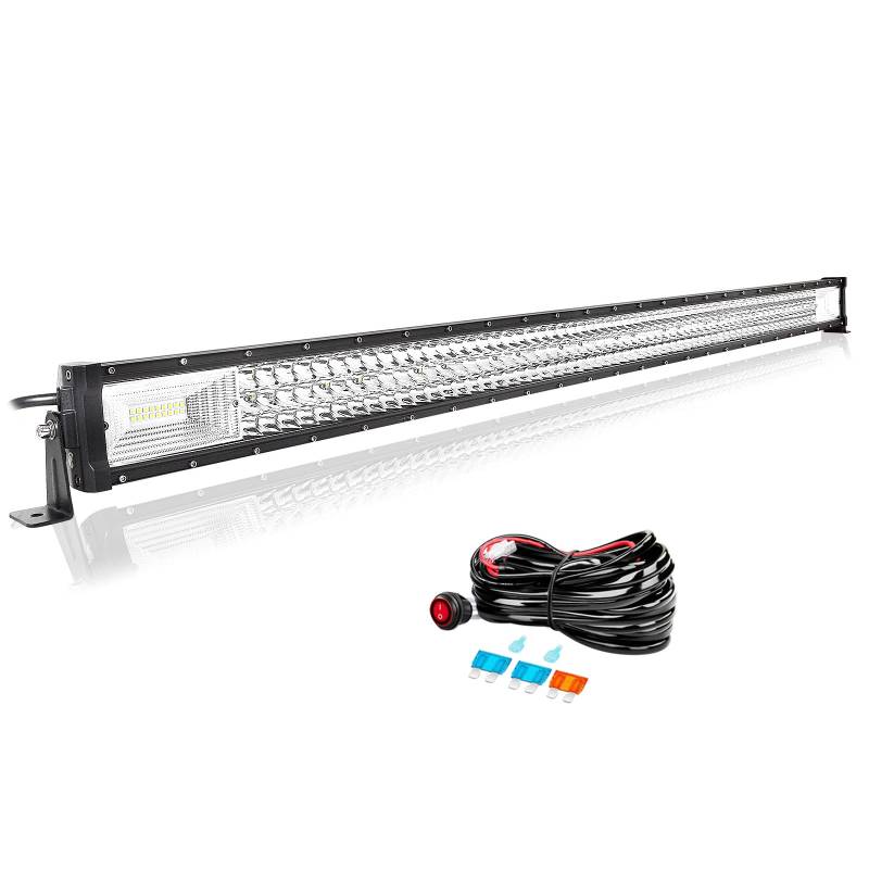 Willpower 50 Zoll 127CM 648W Led Arbeitsscheinwerfer Bar Led Scheinwerfer 12V 24V Wasserdicht Flutlicht Spot Led Bar für Offroad Auto Traktor Zusatzscheinwerfer Rückfahrscheinwerfer mit Kabelbaum von Willpower