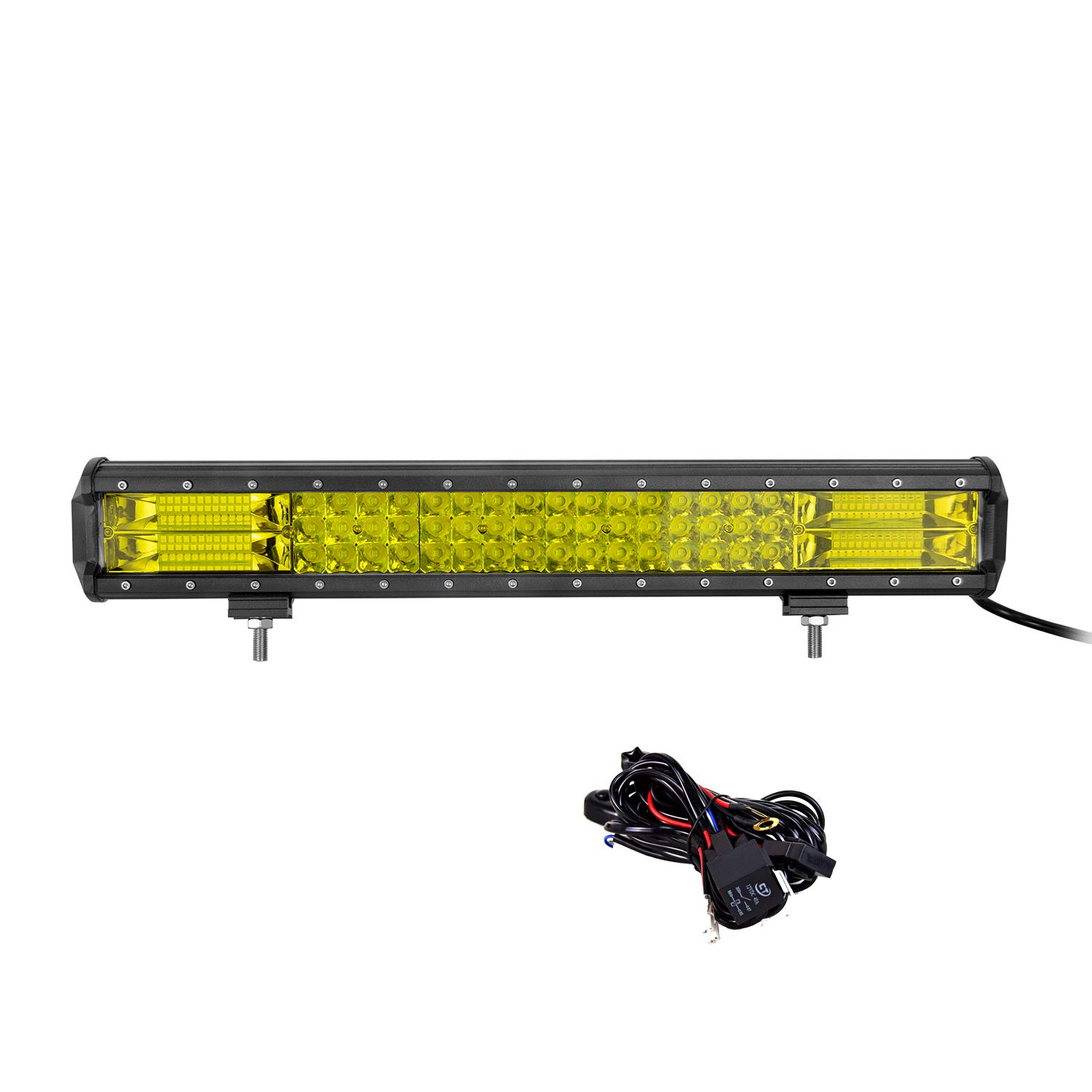 Willpower 51cm 288W LED Arbeitsscheinwerfer Bar Gelb Bernstein LED Scheinwerfer 12V 24V mit Kabelbaum Flutlicht Reflektor Combo Arbeitslicht Zusatzscheinwerfer für Auto Offroad Traktor SUV UTV ATV von Willpower