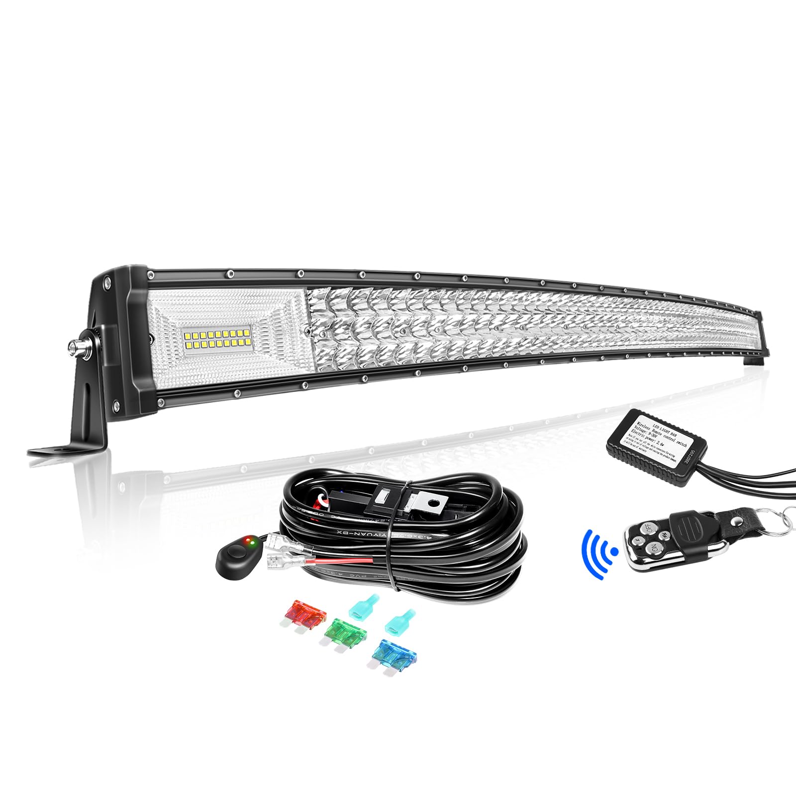 Willpower 52 Zoll 132CM 675W Led Arbeitsscheinwerfer Bar Gebogen Led Scheinwerfer 12V 24V Wasserdicht IP67 Led Bar für Offroad Auto Traktor Zusatzscheinwerfer Lightbar mit Strobe -Kabelbaum von Willpower