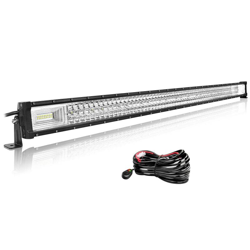 Willpower 52 Zoll 132CM 675W Led Arbeitsscheinwerfer Bar Led Scheinwerfer 12V 24V Wasserdicht Flutlicht Spot Led Bar für Offroad Auto Traktor Zusatzscheinwerfer Rückfahrscheinwerfer mit Kabelbaum von Willpower