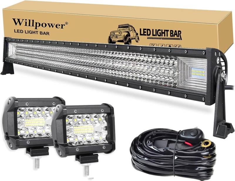 Willpower 52 Zoll 675W Led Arbeitsscheinwerfer Bar Mit 2PCS 60W Led Balken und Kabelbaum für SUV Offroad ATV UTV 4x4 von Willpower