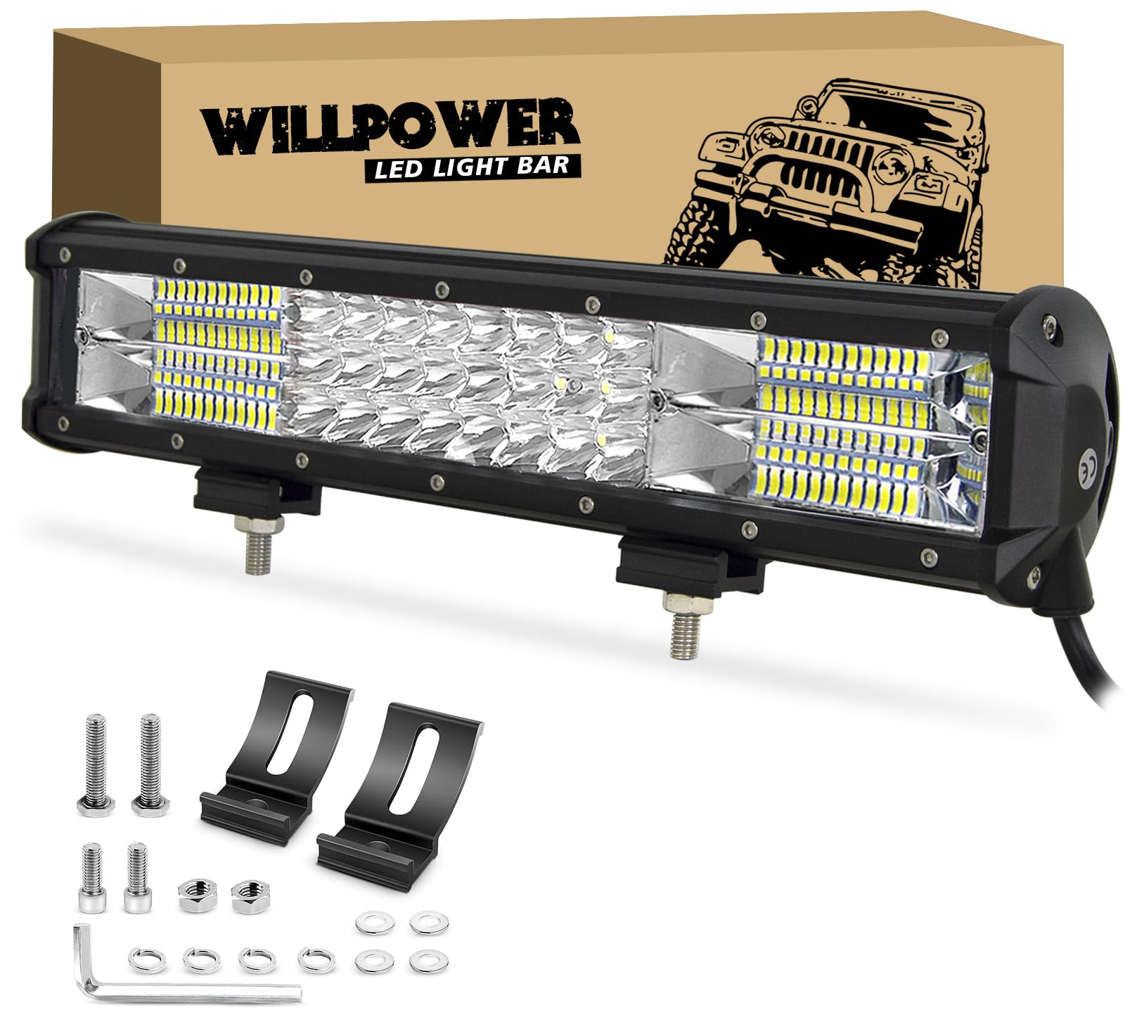 Willpower Arbeitsscheinwerfer led 12v, 15 Zoll 38CM 216W Offroad LED Scheinwerfer 12V 24V Flutlicht Spotlight Combo IP67 Wasserdicht Nebelscheinwerfer für Traktor SUV ATV LKW Auto Zusatzscheinwerfer Willpower Arbeitsscheinwerfer led 12v, 15 Zoll 38CM 216W Offroad LED Scheinwerfer 12V 24V Flutlicht Spotlight Combo IP67 Wasserdicht Nebelscheinwerfer für Traktor SUV ATV LKW Auto Zusatzscheinwerfer von Willpower