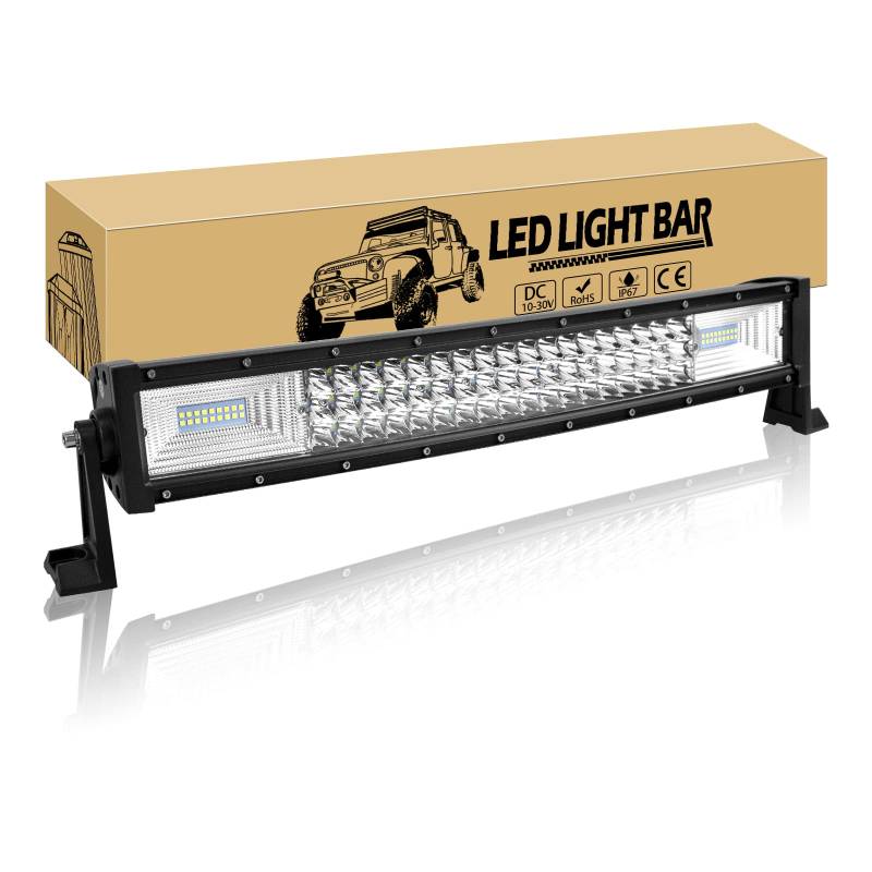 Willpower LED Arbeitsscheinwerfer Bar 22 Zoll 270W Zusatzscheinwerfer 12V Triple Reihe Gebogen IP67 Wasserdicht Flutlicht Spotlight Combo Scheinwerfer Arbeitslicht Offroad von Willpower