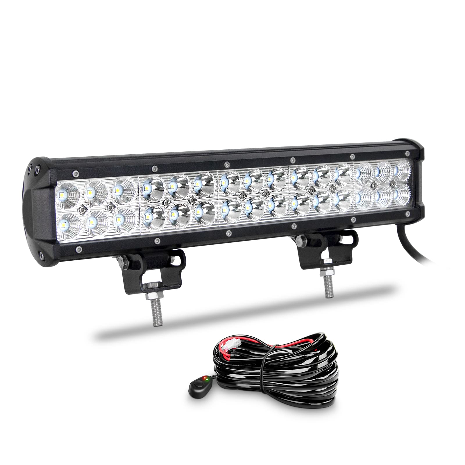 Willpower LED-Lichtleiste, 38.1 cm (15 Zoll), 90 W, Flutlicht, Kombi-Strahler, LED-Stange 12 V 24 V, mit Kabelbaum, Off-Road-Fahrlicht, wasserdicht, Nebelscheinwerfer, SUV, ATV von Willpower