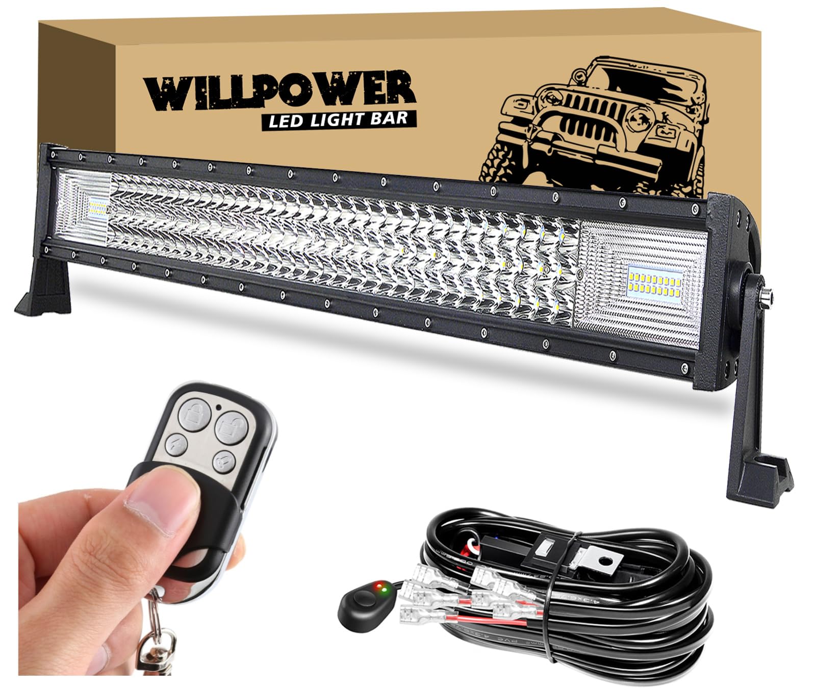Willpower Led Arbeitsscheinwerfer Bar, 32 Zoll 405W Gewolbt Led Balken 12v Mit Kabelbaum Wasserdicht led lightbar Auto led lichtbalken 12v led Scheinwerfer für SUV Offroad ATV UTV 4x4 Willpower Led Arbeitsscheinwerfer Bar, 32 Zoll 405W Gewolbt Led Balken 12v Mit Kabelbaum Wasserdicht led lightbar Auto led lichtbalken 12v led Scheinwerfer für SUV Offroad ATV UTV 4x4 von Willpower
