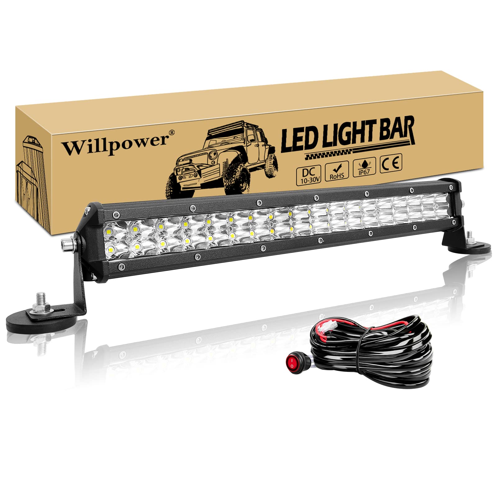 Willpower Led Arbeitsscheinwerfer Bar Traktor 15 Zoll 108W + Magnet Halterungen + Kabelbaum Led Scheinwerfer 12V 24V Zusatzscheinwerfer IP67 Wasserdicht LED Light bar für Offroad Auto LKW 4x4 ATV Willpower Led Arbeitsscheinwerfer Bar Traktor 15 Zoll 108W + Magnet Halterungen + Kabelbaum Led Scheinwerfer 12V 24V Zusatzscheinwerfer IP67 Wasserdicht LED Light bar für Offroad Auto LKW 4x4 ATV von Willpower