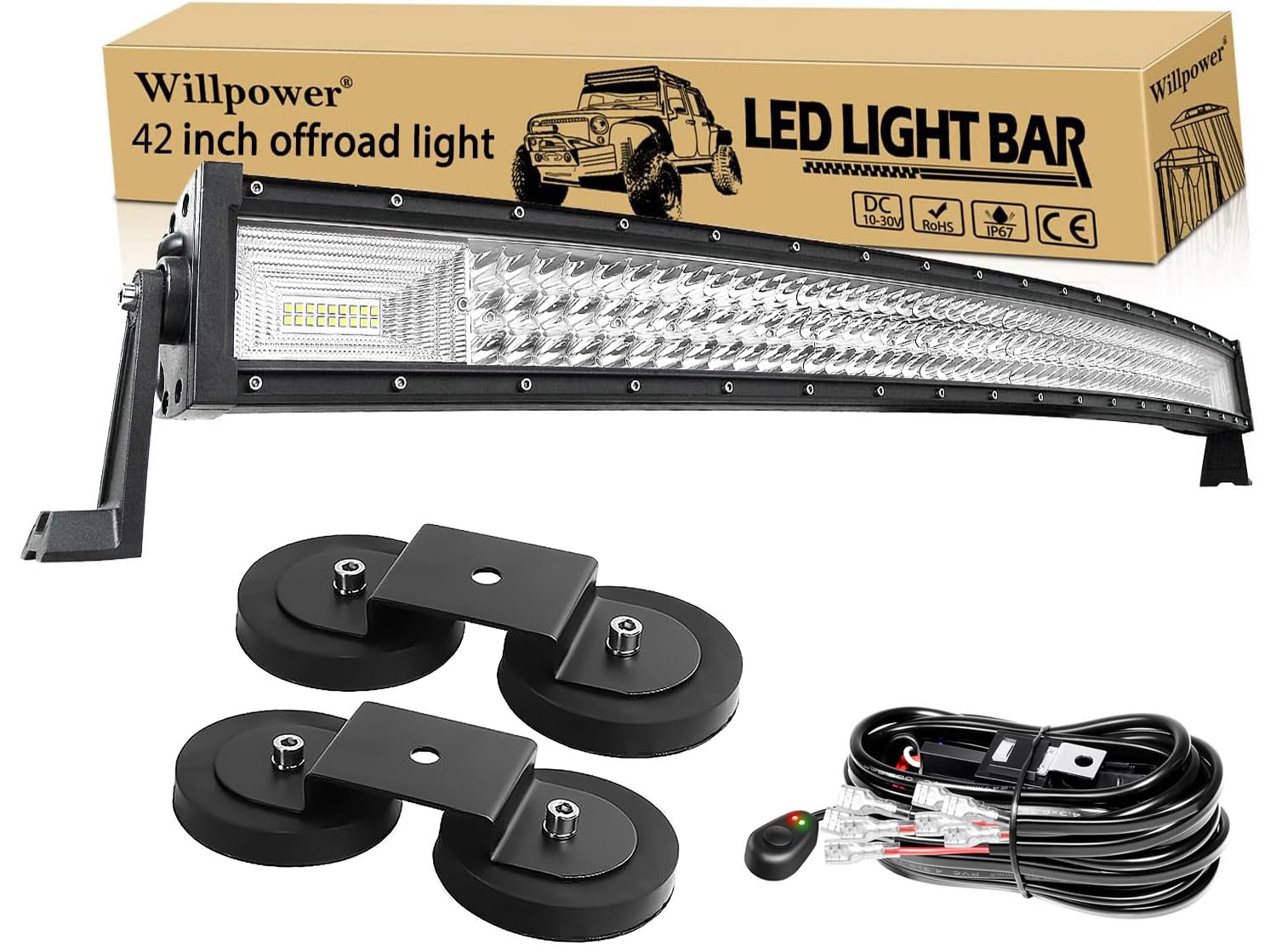 Willpower Led Arbeitsscheinwerfer Bar Bogen, 42 Zoll 540W Balken 12V Mit Magnethalterung Und Kabelbaum - Wasserdicht Lightbar Auto Lichtbalken Scheinwerfer Für SUV Offroad ATV 4x4 Willpower Led Arbeitsscheinwerfer Bar Bogen, 42 Zoll 540W Balken 12V Mit Magnethalterung Und Kabelbaum - Wasserdicht Lightbar Auto Lichtbalken Scheinwerfer Für SUV Offroad ATV 4x4 von Willpower
