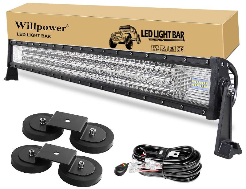 Willpower Led Arbeitsscheinwerfer Bar Gerade, 42 Zoll 540W Balken 12V Mit Magnethalterung Und Kabelbaum - Wasserdicht Lightbar Auto Lichtbalken Scheinwerfer Für SUV Offroad ATV 4x4 von Willpower