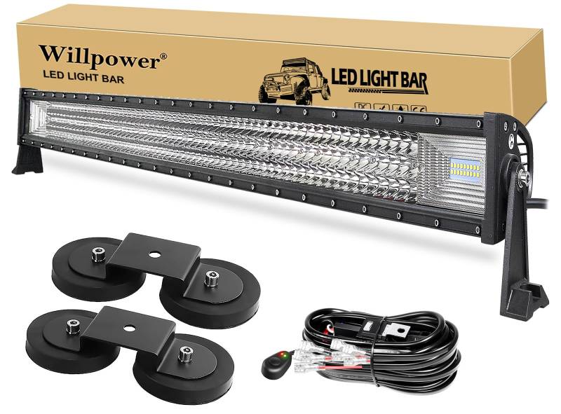 Willpower Led Arbeitsscheinwerfer Bar Gerade, 52 Zoll 675W Balken 12V Mit Magnethalterung Und Kabelbaum - Wasserdicht Lightbar Auto Lichtbalken Scheinwerfer Für SUV Offroad ATV 4x4 von Willpower