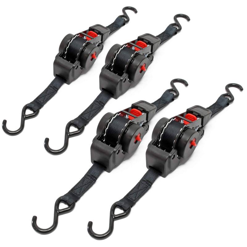 Wiltec 4X Automatik Zurrgurt 100 daN Zuglast LGF 0,2 m LGL 1,8 m PES Spanngurt von Wiltec