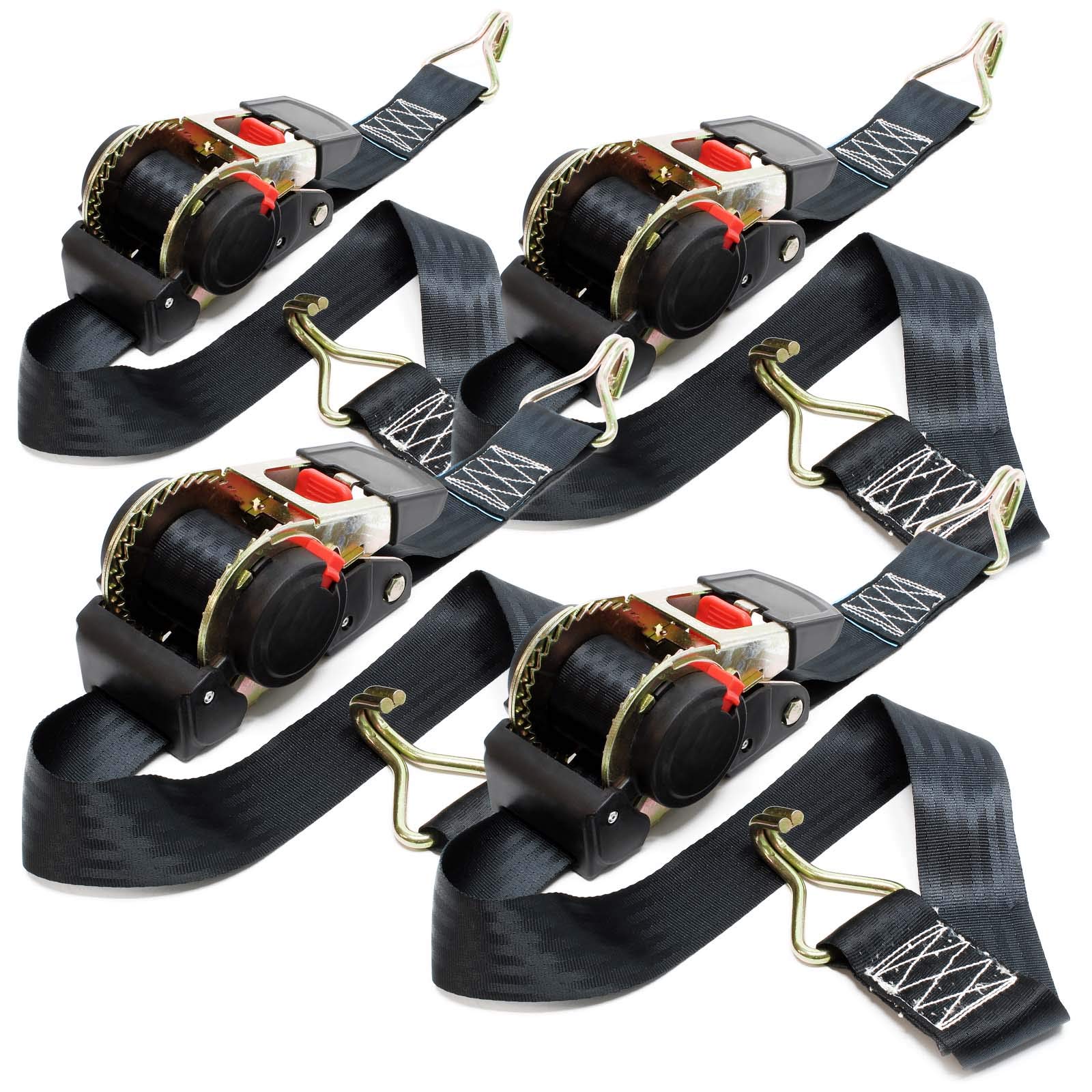 Wiltec Automatik Zurrgurt 4er Set 750 daN Zuglast 3 m x 50mm PES Spanngurt mit S-Haken selbstaufrollend Wiltec Automatik Zurrgurt 4er Set 750 daN Zuglast 3 m x 50mm PES Spanngurt mit S-Haken selbstaufrollend von Wiltec
