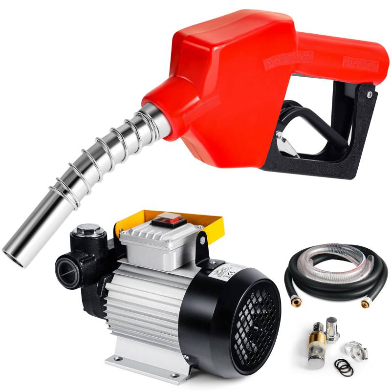 Wiltec Heizöl- und Dieselpumpe 230V/550W 60l/min selbstansaugend Pumpe mit automatischer Pistole, Kraftstoffpumpe, Absaugpumpe von Wiltec