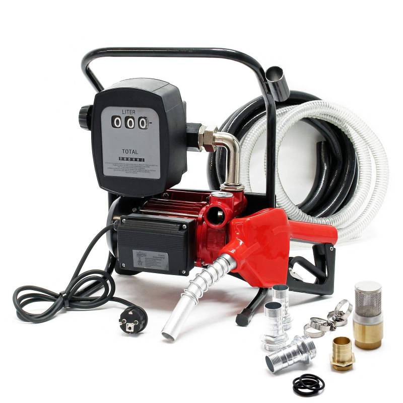 Wiltec Heizöl- und Dieselpumpe 230V/600W 40l/min selbstansaugend Pumpe mit automatischer Pistole, Kraftstoffpumpe, Absaugpumpe von Wiltec