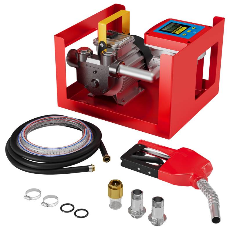 Wiltec Heizöl- und Dieselpumpe 230V/550W 60l/min selbstansaugende Pumpe mit automatischer Pistole, Kraftstoffpumpe, Absaugpumpe von Wiltec