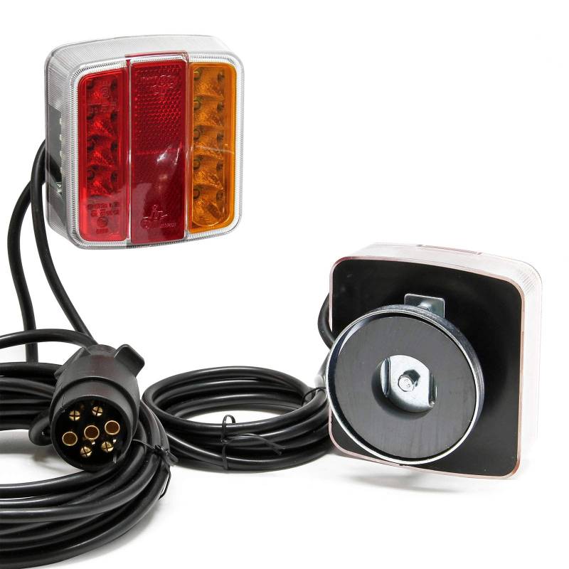 Wiltec LED Rückleuchte mit Magneten 7-polig 12V, Adapter für PKW Anhänger, Anhängersteckdose mit E11-Zertifizierung, Anhängerbeleuchtung von Wiltec