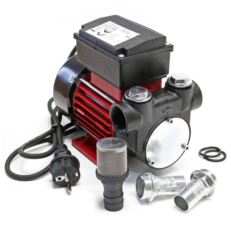 Wiltec Heizöl- und Dieselpumpe 230V 375W 60l/min, Selbstansaugende Umfüllpumpe mit 2m Ansaughöhe und Rückschlagventil, Absaugpumpe von Wiltec