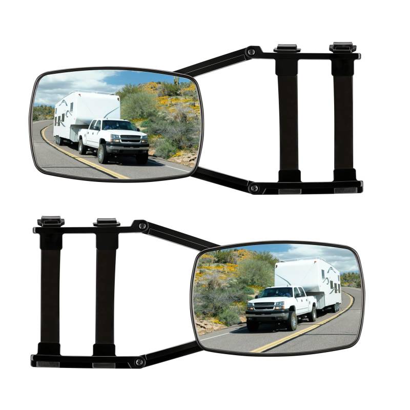Wiltec Wohnwagenspiegel 2 Stück universal Außenspiegel 2er Set für Wohnwagen und Caravan mit Gummiriemen, drehbar und zusammenklappbar von Wiltec