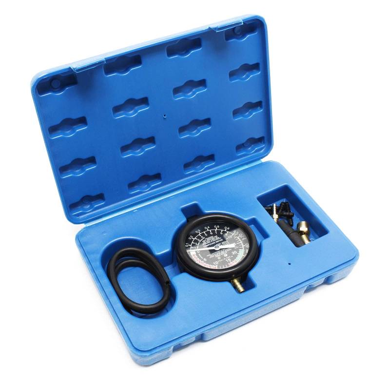 Wiltec Vakuumtester bis 10 PSI 28"HG, Benzinpumpentester, Unterdruck Tester Benzinpumpe mit Schlauch, Manometer und Koffer von Wiltec