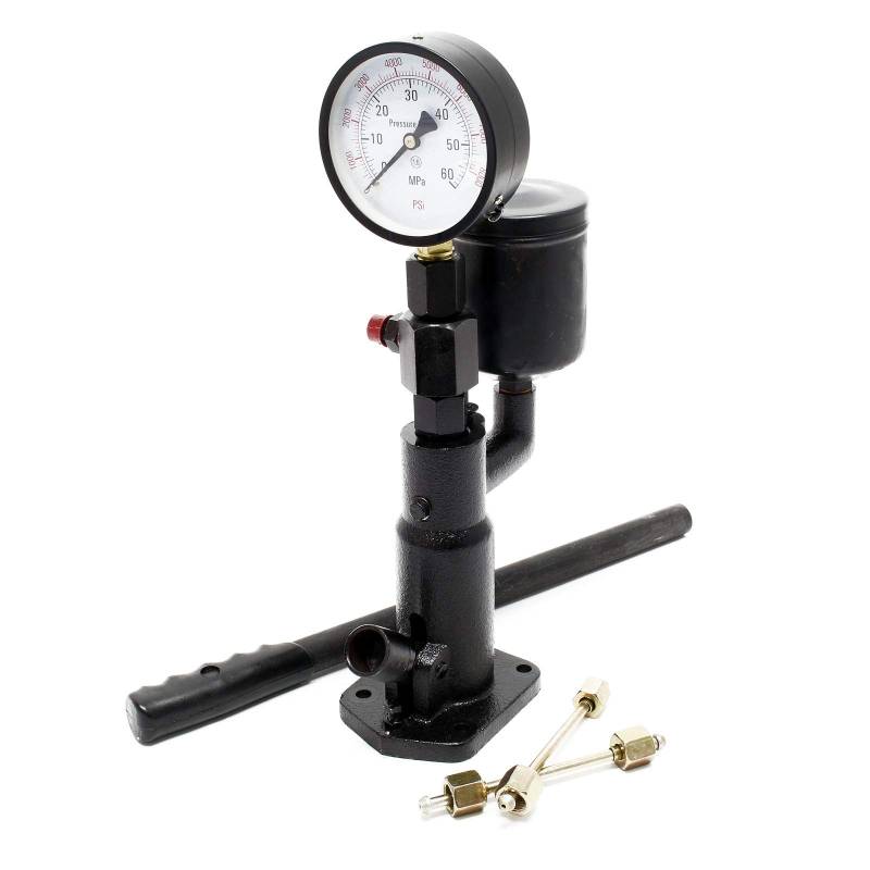 Wiltec Diesel Einspritzdüsen Tester 160 x 100 x 380 mm mit Manometer 0-600 bar Druck, Injektor Prüfgerät mit Handhebel für Verschiedene Tests und Prüfungen von Wiltec