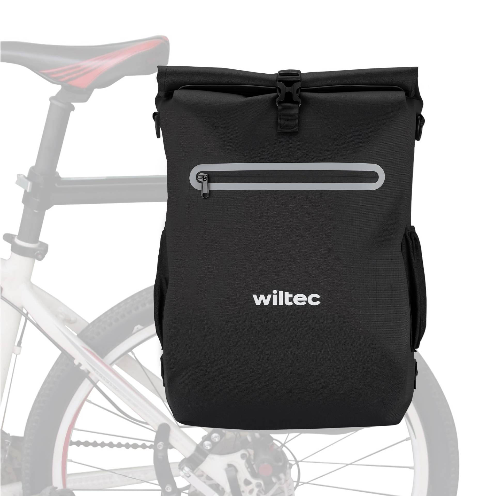Wiltec Gepäckträgertasche schwarz, Fahrradtasche Rucksack 20 l Stauraum, Gepäcktasche mit Laptopfach, wasserresistente Fahrrad Tasche Wiltec Gepäckträgertasche schwarz, Fahrradtasche Rucksack 20 l Stauraum, Gepäcktasche mit Laptopfach, wasserresistente Fahrrad Tasche von Wiltec