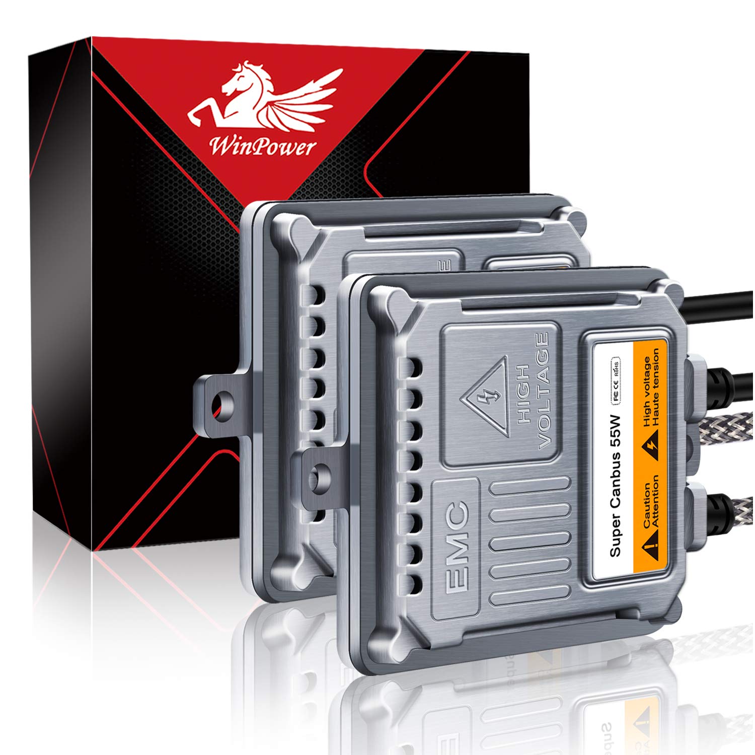 WinPower 55W Wechselstrom (AC) HID-Vorschaltgerät mit CAN-Bus-Super-Decoder Universal für 9006 H11 H8 H9 H5 9005 H1 H3 H4 H7 H13, 2 Stück von WinPower
