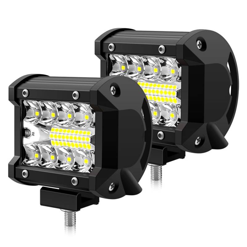 WinPower Arbeitsscheinwerfer 12W Lichtbalken Nebelscheinwerfer Offroad Spot Flutlicht Weiß Wasserdicht für Auto Traktor Anhänger Lkw Lieferwagen usw., 2 Stück von WinPower